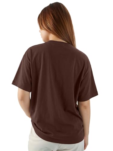 Image of LEOTUDE Women Cottonblend Drop Shoulder Oversized Round Neck Half Sleeve Tshirt, Longline Printed T-Shirt