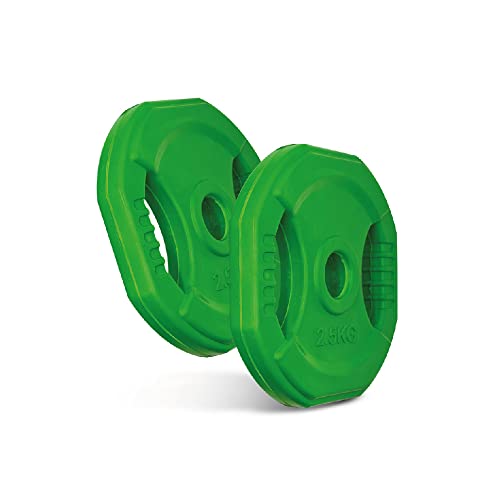 HxG Home Sweet Gym Discos Body Pump para Barra de 28 mm. Ideal para la práctica de Ejercicios de Crosstraining o musculación y finess. Tu casa es tu Gimnasio. (5, 2 x 2.5 kg)