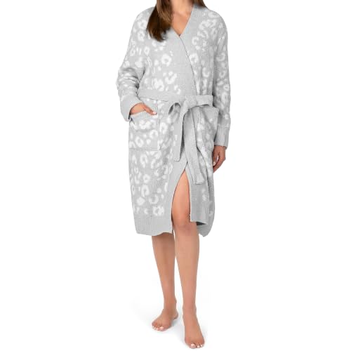 Image of PAVILIA Premium Plush Robe for Women, Soft Cozy Fuzzy Bathrobe with Pockets