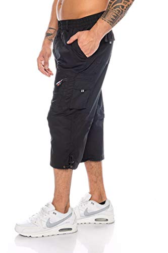 Pantalones cortos para hombre, estilo vintage, estilo informal, 3/4 Qla-25 negro. M