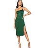 Romwe-Womens-Elegant-One-Shoulder-Sleeveless-Split-Hem-Satin-Party-Cocktail-Midi-Dress Romwe Women's Elegant One Shoulder Sleeveless Split Hem Satin Party Cocktail Midi Dress Green Small
