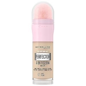 Maybelline New York 4-in-1 Make Up with Concealer, BB Cream, Powder and Primer, for a Perfectly Complexion, Light Coverage, Sponge Applicator, Instant Perfector Glow, No.01 Light, 20 ml