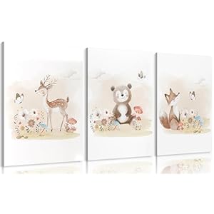 MIZILI Woodland Animal Nursery Canv...