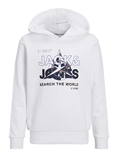 JACK & JONES JUNIOR Boy's JCOHUNT Sweat Hood JNR Kapuzenpullover, White,...