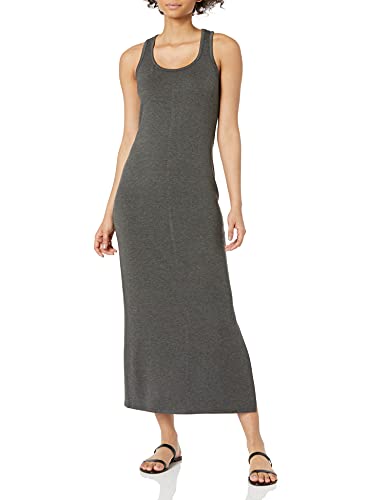 Amazon Brand - Daily Junior s Supersoft Terry Racerback Maxi Dress, Charcoal Heather, Small