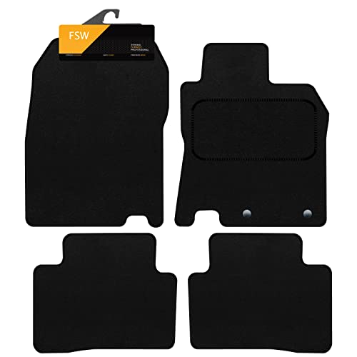 FSW - Tailored Mats - Fits Nissan Qashqai 2014-2020 - Black Carpet - Anti Slip Mat - Non Slip Car Floor Mat Fitted With Clips & Granulated Backing - 4 Pc Floor Mat Only