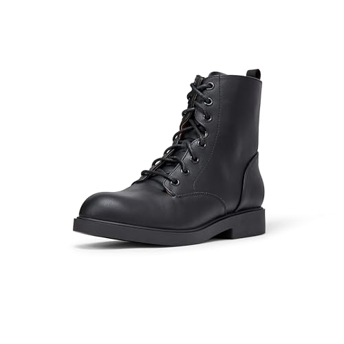Amazon Essentials Botas De Combate Con Cremallera Niña, Negro Cuero de Imitación, 29 EU