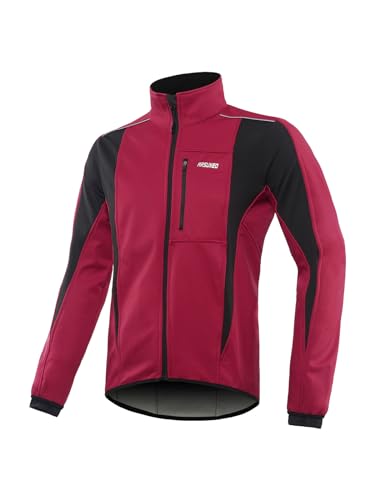 ARSUXEO de ciclismo Chaqueta de bicicleta transpirable térmica de invierno para hombre 15K Rojo oscuro XL