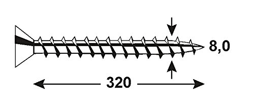 CONNEX KL3218320 8 x 320mm Galvanized Uni-Screws, Multicoloured, 8,0 x 320 mm - Image 2