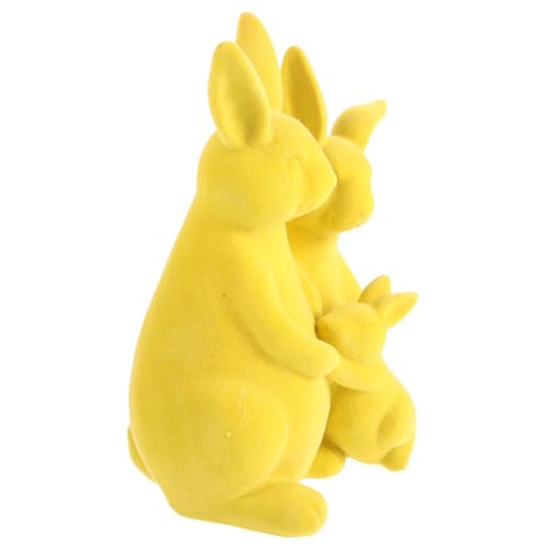 Figurines de lapins floquées jaunes en résine, le cadeau de Pâques idéal pour la maison