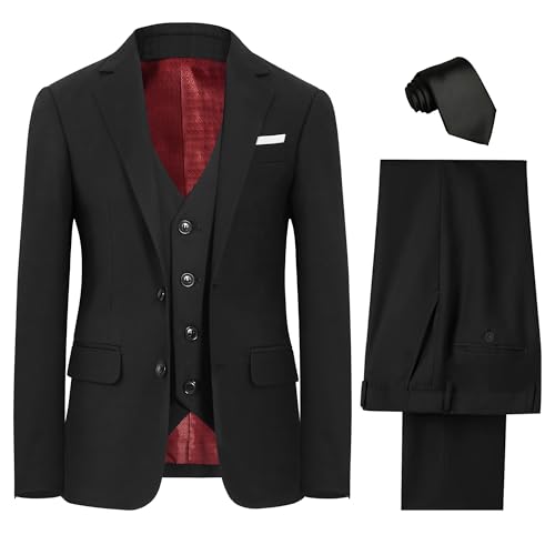 BOLADA Boys Suit Black Slim fit Kids Suits for Boys Formal Classic 4 Piece Toddler Tuxedos Teen Youth Size 2