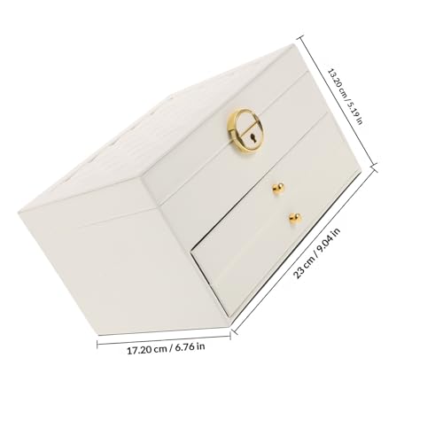 Boîte à bijoux blanche à 3 couches YARNOW avec serrure et compartiments