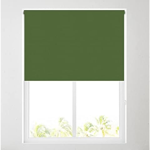 Blackout Roller Blinds for Windows, Custom Cut to Size - Black Out Thermal Fabric Durable Fittings Easy Fit - Roller Blind (Army Green 91.5cm) Cover