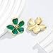 TUCEWP Large Flower Earrings Vintage Flower Stud Earrings Cute Boho Floral Statement Drop Earring Chic Fashion Green Enamel Chunky Floral Earring for Women Mom Trendy Birthday Christmas Jewelry Gift