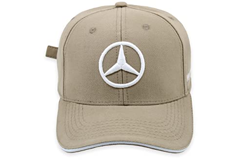 Boné Mercedes Masculino Feminino Aba Curva Fitão Cor:Bege