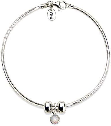 Trink Brand Sterling Silver Birthstone Birthday Month Stopper Bracelet - January, February, March, April, May, June, July, August, September, October, November, December