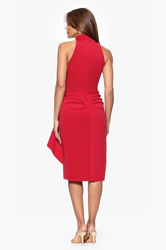 Image of Xscape Women's Betsy & Adam Women's Scuba Crepe Sleeveless Leg Slit Ruffle Floor Length Dress