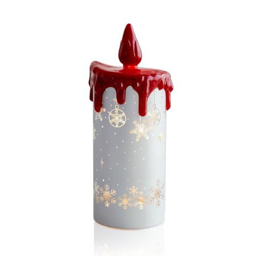 Velas LED de vidrio con copos de nieve a pilas para decoraciones de mesa navideñas