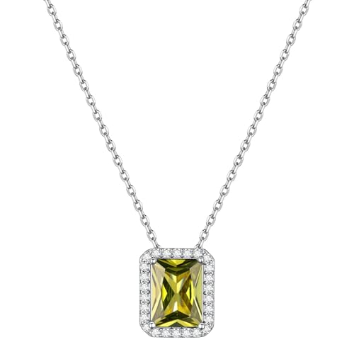 Collier pierre de naissance femme ChicSilver, pendentif pierre carré argent avec chaîne