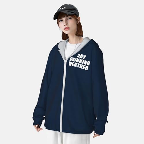 Vintage Day Drinking Weather Men's Sun Protection Shirts with Zipper Women's Long Sleeve SPF Uv Shirt,4