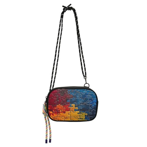 STAYTOP Puzzle Fragment Pattern Small Crossbody Bag Cellphone Purse Wallet for Women & Men,Mini Travel Purse-Puzzle Fragment Pattern