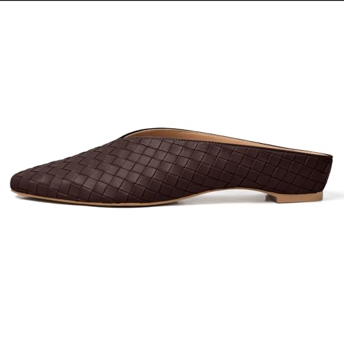 Image of Woven Mules for Women Slip on Comfortabke Metallic Slides Ladies Trendy Square Toe Hidden Wedge Mules