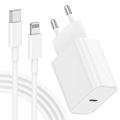 Chargeur Rapide iPhone, 20W USB C Prise Rapide et 2M Lightning Original Cable Secteur Mural Type C Alimentation Adaptateur pour iPhone 14 13 12 11, 14 Pro/ 14 Pro Max/SE/X/XS/XR, AirPods, iPad