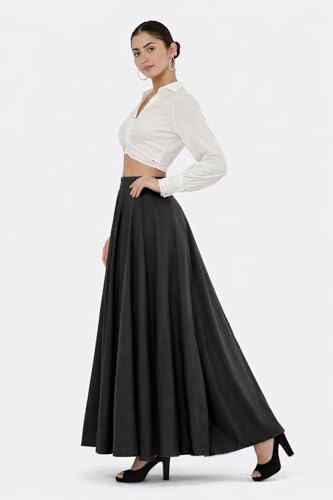 Image of JYESHTA Women's American Crepe Flared A Line Stitched Long Skirt with 12 Mtr Flare 40 in Height | Skirts for Women Long Length | Long Skirts for Girls