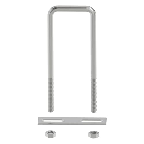 Image of 4 Sets 304 Stainless Steel Square U-Bolts 2.76 inch(70mm) Inner Width, 6.9 inch(175mm) Length Stainless M8 with Nuts, Frame Plate, Accessories for Automobiles Trailer, Boat Trailer Industrial Parts