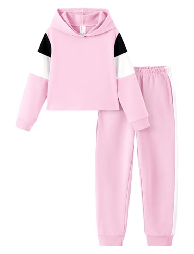 Image of PATPAT Girls Warm Sweatsuit 5-14Y Butterfly Print Hoodies and Sweatpants Clothing Set Tracksuit Fall Outfits Cute Clothes