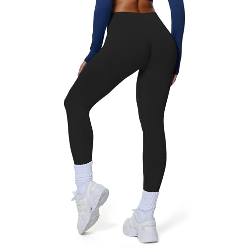 Aoxjox Workout Peach Contour Seamless Hidden Scrunch Butt Lift Leggings for Women Gym Yoga Pants 24"4