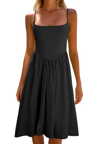 CHYRII Women Fashion Summer 2025 Spaghetti Straps Sleeveless Casual A-Line Midi Dresses Sundress