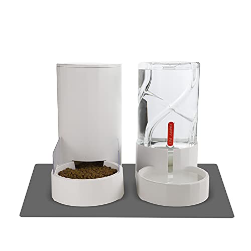 Cat Water Dispenser and Food Feeder Set,Upgrade Cat Dog Feeding Bowl and Pet Drinking Dispenser for Small Medium Cats…