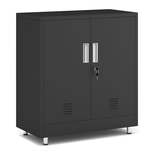 Armadietto Metallico JINGUR Con Serratura - Cassetto E Ripiano Regolabile, Nero