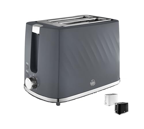 Swan ST14071GRY Windsor 2 Slice Toaster with 7 Browning Levels, Defrost/Reheat/Cancel Functions, Self-Centring Functions and Removable Crumb Tray, 900W, Grey