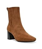 Anne Klein Women's Alisia Block Heel Ankle Bootie, Walnut, 8 M