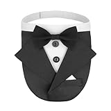 ADOGGYGO Formal Dog Tuxedo Wedding Collar with Bow Tie Adjustable Pet Bowtie Tux Collar for Small Medium Large Dogs(Black, Large)