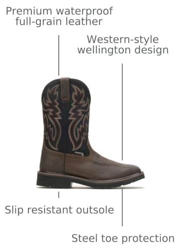 Image of WOLVERINE Men's Rancher Waterproof Steeltoe Square Toe 10in Wellington Work Boot