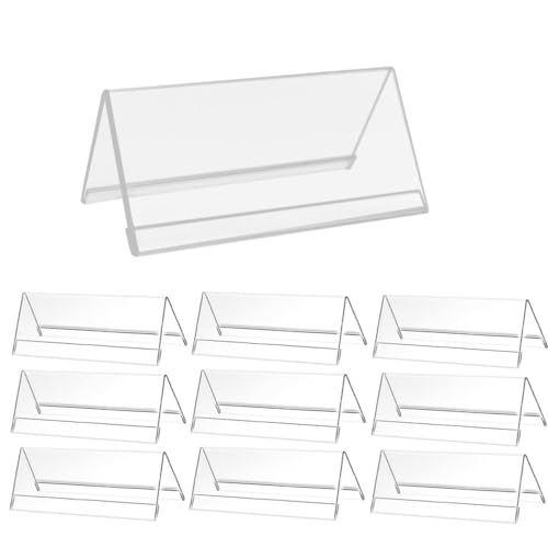Acrylic 10 Pezzi Espositore da Tavolo,20x8cm Porta Avvisi da Tavolo, Porta Etichette in Acrilico Trasparente, Porta Menu da Tavolo, Acrilico Trasparente Espositori