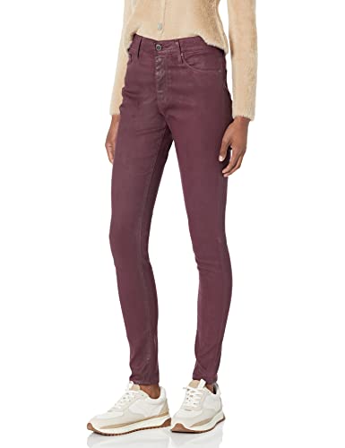 Jean skinny Farrah AG Adriano Goldschmied femme taille haute marron bordeaux Peak taille 25