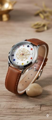 Image of Boys Astro Navagraha Analog Watch for Vastu Dosh Nivaran, Good Luck, Money Flow,Mind Balance and Concentration Your Focus, dial Color -Multicolour, Band Color-Tan