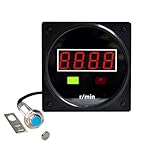 JIAWANSHUN 4 Digital LED Tachometer, 0-9999 RPM High Precision RPM Speed Meter, Industrial Motor Speed Tachometer with Custom Alarm for Gear,Bearing Equipment,Conveyor Belts 12-24V