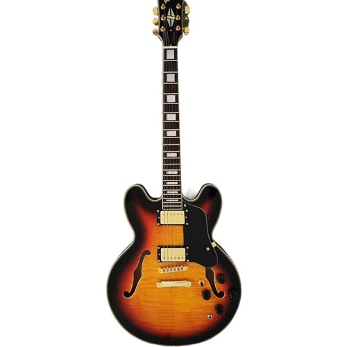 Guitare Jazz semi-creuse en acajou et table d'érable flammé haut de gamme
