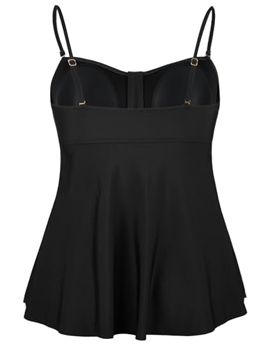 Image of Hilor Women's Flyaway Tankini Top Bandeau Swimsuit Flowy Bathing Suit Tummy Control Swimwear