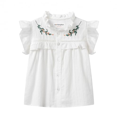 Image of Mud Kingdom Little Girls Peter Pan Collar Blouse Cotton Short Sleeve Button Up