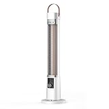 Outdoor Heater for Patio, 1500W Infrared Electric Heaters Indoor w/Remote, 60° Oscillation, 9H Timer, 9 Heat Level, Tip-Over/Overheating Protection, Safety Lock, for Garage, Porch, Gazebo,White