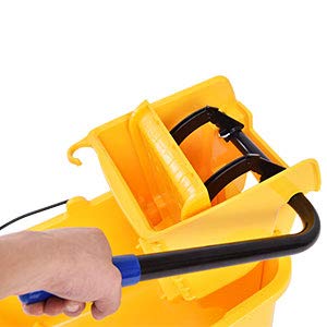 ReunionG 業務用モップバケツ 家庭用バケツ 絞り器付き サイドプレスモップバケツ ホイールとハンドル付き サイドプレス搾取トロリー 人間工学に基づいたロッカー付き 水抜きが簡単 イエロー (26クォート) Amazon.co.jp: ReunionG 業務用モップバケツ 家庭用バケツ 絞り器付き