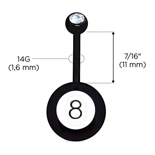 Emoji Stainless Steel 14G 8 Ball Belly Button Ring Body Piercing Jewelry Women Fun Emoticon Navel Ring 7/16" Barbell Officially Licensed #TOP2