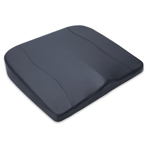 Image of kingphenix Premium Car Seat Cushion, Memory Foam Driver Seat Cushion to Improve Driving View- Coccyx & Lower Back Pain Relief - Seat Cushion for Car, Truck, Office Chair (Leather Classic Black)
