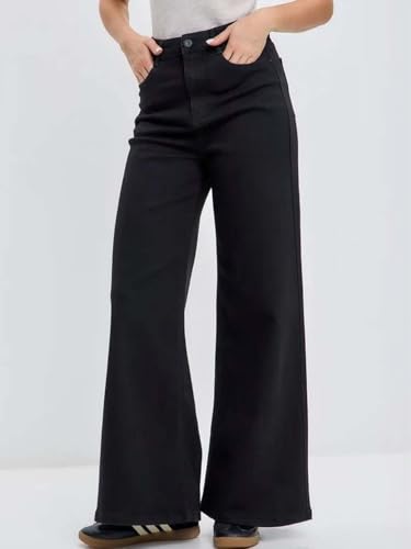 Image of KOTTY Women's Relaxed Fit Wide Leg Denim Jeans Stylish High Waist Casual Look